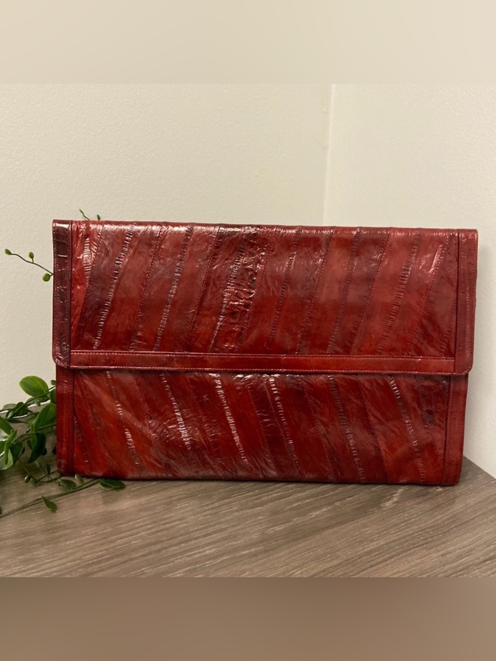 Vintage Genuine Eel Skin Clutch w/ Multiple Pockets